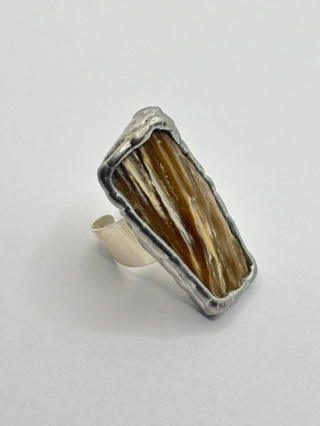 Pierścionek ze skamieniałego drewna