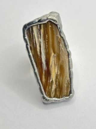 Pierścionek ze skamieniałego drewna