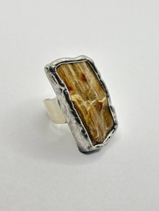 Pierścionek ze skamieniałego drewna