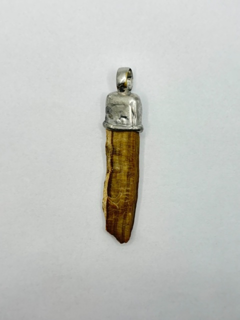 Zawieszka z skamieniałego drewna