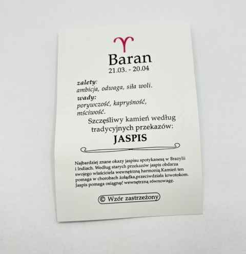Wisiorek dla znaku zodiaku baran