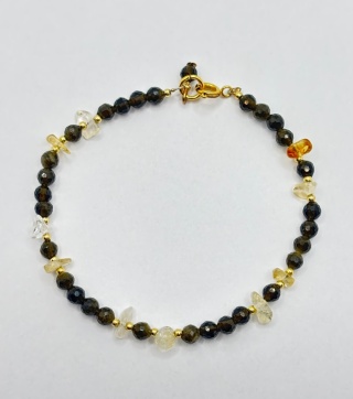 Bransoletka z cytrynem,obsydianem