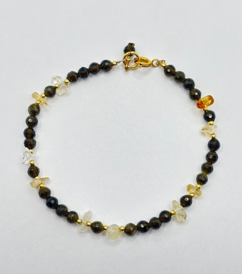 Bransoletka z cytrynem,obsydianem