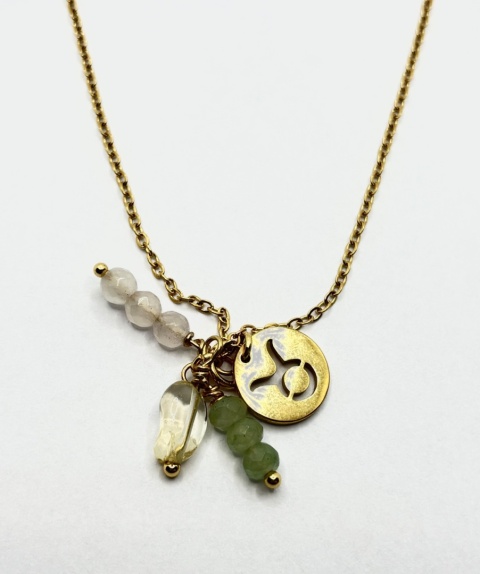 Bransoletka z jadeitem,kryształem górskim,cytrynem