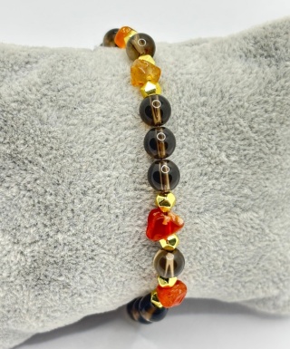 Bransoletka z karneolem,kwarcem dymnym