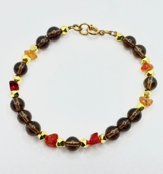 Bransoletka z karneolem,kwarcem dymnym