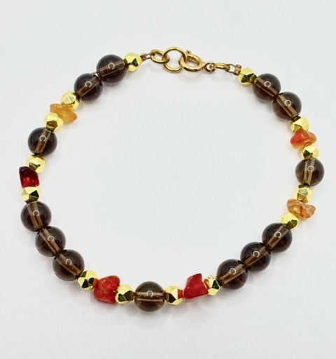 Bransoletka z karneolem,kwarcem dymnym