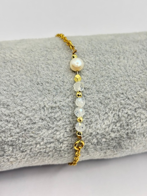 Bransoletka z perlą i kamieniem księżycowym