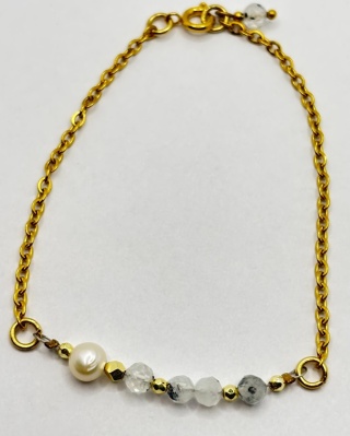 Bransoletka z perlą i kamieniem księżycowym