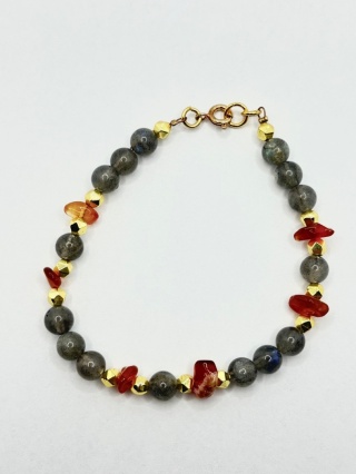 Bransoletka z labradorytem i karneolem