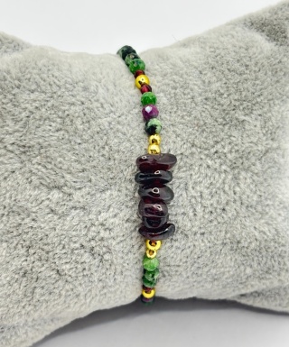 Bransoletka z malachitem, granatem