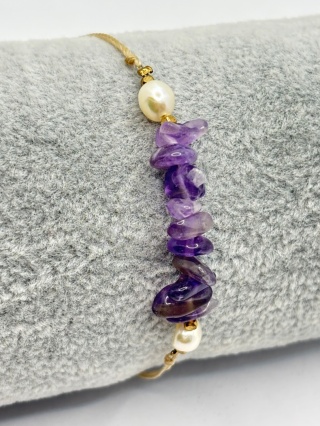 Bransoletka z perlą i ametystem