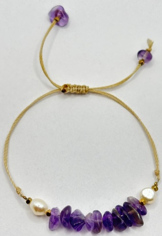 Bransoletka z perlą i ametystem