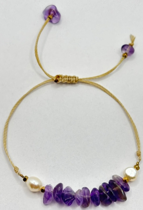Bransoletka z perlą i ametystem