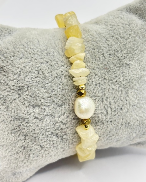 Bransoletka z perłą, kamieniem słonecznym