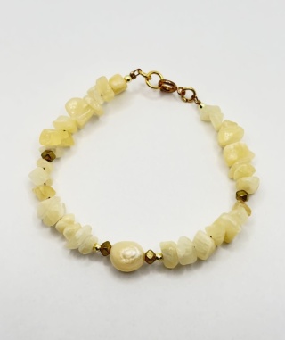 Bransoletka z perłą, kamieniem słonecznym