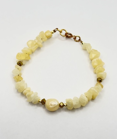 Bransoletka z perłą, kamieniem słonecznym