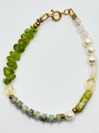 Bransoletka z perlą,oliwinem i cytrynem