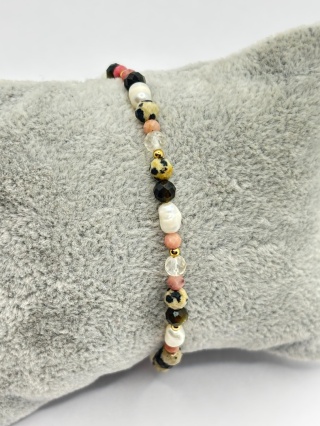 Bransoletka z perlą,onyksem,rodonitem i jaspisem