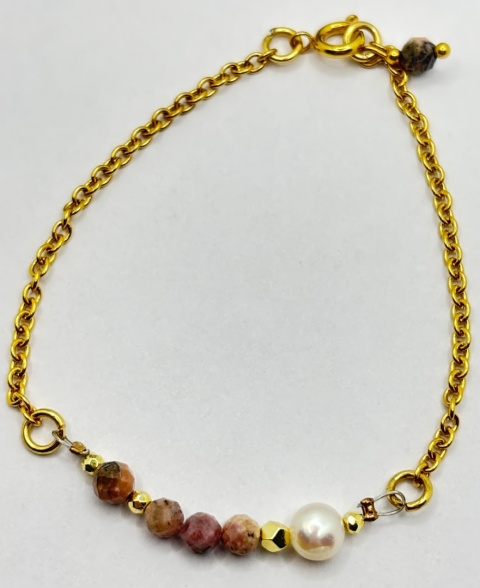 Bransoletka z perlą,rodochrozytem