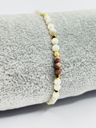 Bransoletka z masą perlową i rodochrozytem