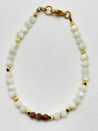 Bransoletka z masą perlową i rodochrozytem