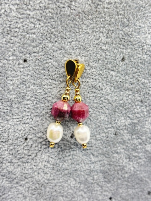 Kolczyki z perlą i radonitem