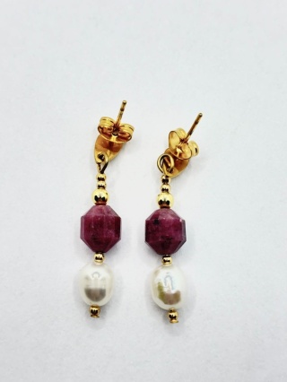 Kolczyki z perlą i radonitem