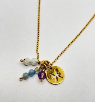 Naszyjnik z ametystem,kamieniem księżycowym