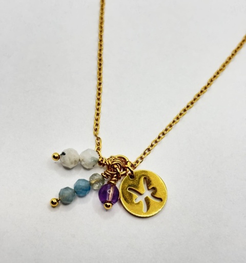 Naszyjnik z ametystem,kamieniem księżycowym