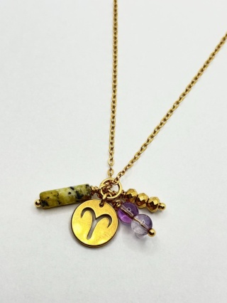 Naszyjnik z jadeitem,agatem,hematytem