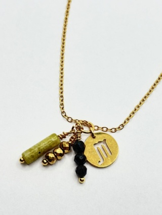 Naszyjnik z jadeitem,hematytem,kwarcem dymnym