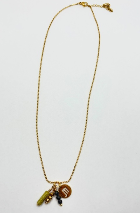 Naszyjnik z jadeitem,hematytem,kwarcem dymnym