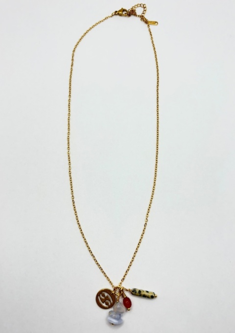 Naszyjnik z karneolem,agatem,dalmatynem