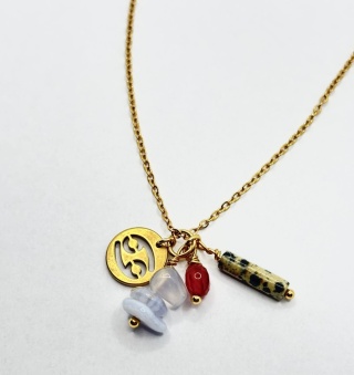 Naszyjnik z karneolem,agatem,dalmatynem