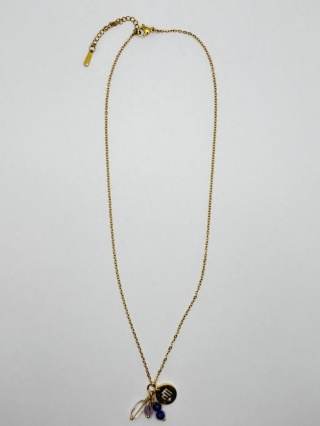 Naszyjnik z lapisem lazuli,ametystem i kryształem górskim