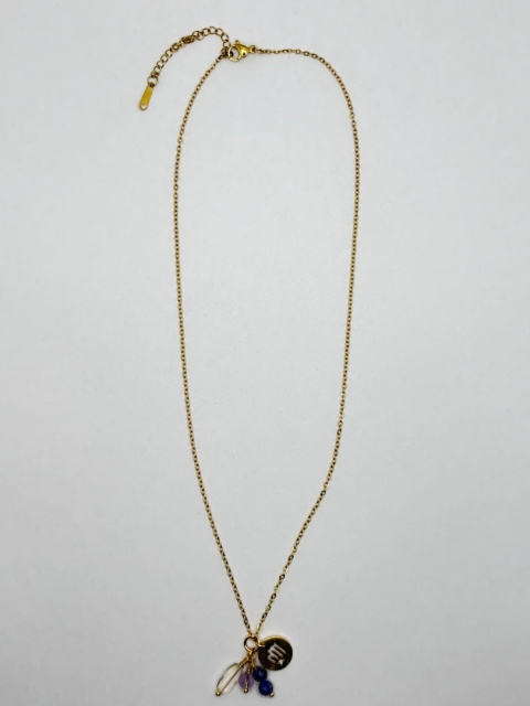 Naszyjnik z lapisem lazuli,ametystem i kryształem górskim