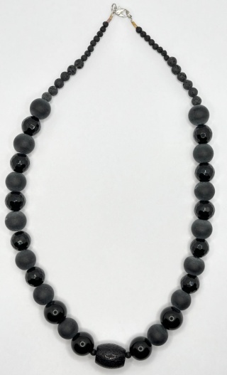 Naszyjnik z lawą wulkaniczną,obsydianem,agatem