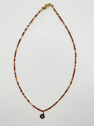 Naszyjnik z granatem,cytrynem i kryształem górskim