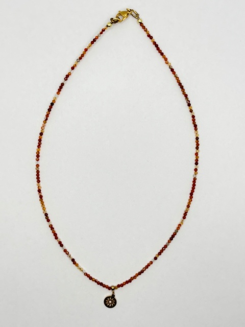 Naszyjnik z granatem,cytrynem i kryształem górskim