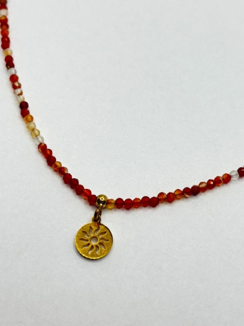 Naszyjnik z granatem,cytrynem i kryształem górskim