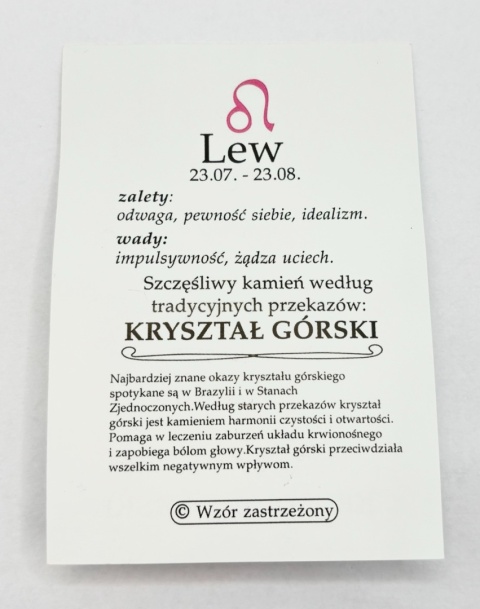 Wisiorek dla znaku zodiaku lew