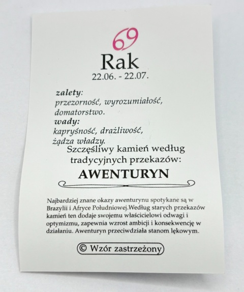 Wisiorek dla znaku zodiaku rak