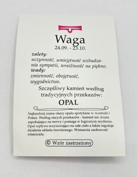 Wisiorek dla znaku zodiaku waga