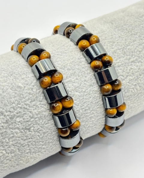 Bransoletka z hematytem, tygrysim okiem