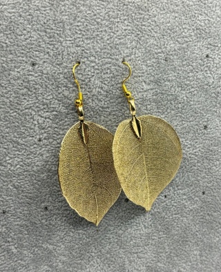 Kolczyki z naturalnego galwanizowanego liścia