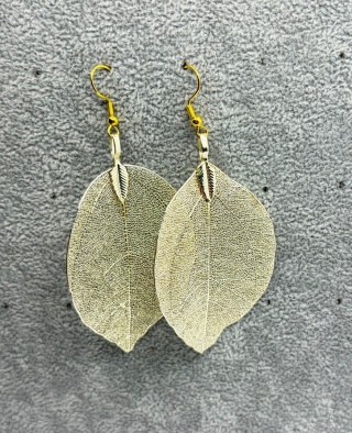 Kolczyki z naturalnego galwanizowanego liścia