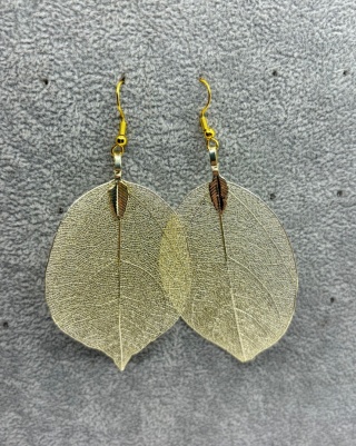 Kolczyki z naturalnego galwanizowanego liścia