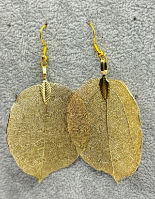 Kolczyki z naturalnego galwanizowanego liścia