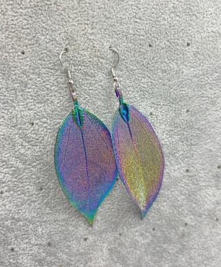 Kolczyki z naturalnego galwanizowanego liścia